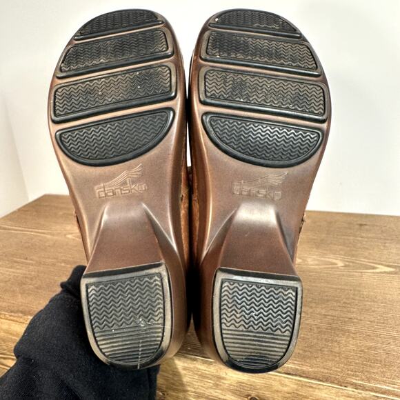Dansko Mary Jane Brown Leather Mules Womens 36 Professional Comfort Shoes Clogs - Picture 4 of 8